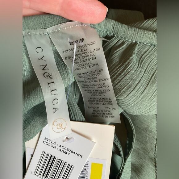 Cyn & Luca NWT Womens M Boho Beach Sheer Green Ruffle Swim Cover Up Dress Resort - Picture 9 of 11